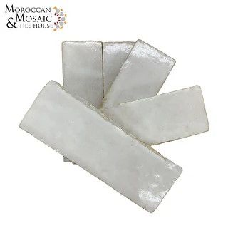 Moroccan Handmade 2x6 Solid Color Zellige Tile Off-White - Box of 48 tiles | Bed Bath & Beyond