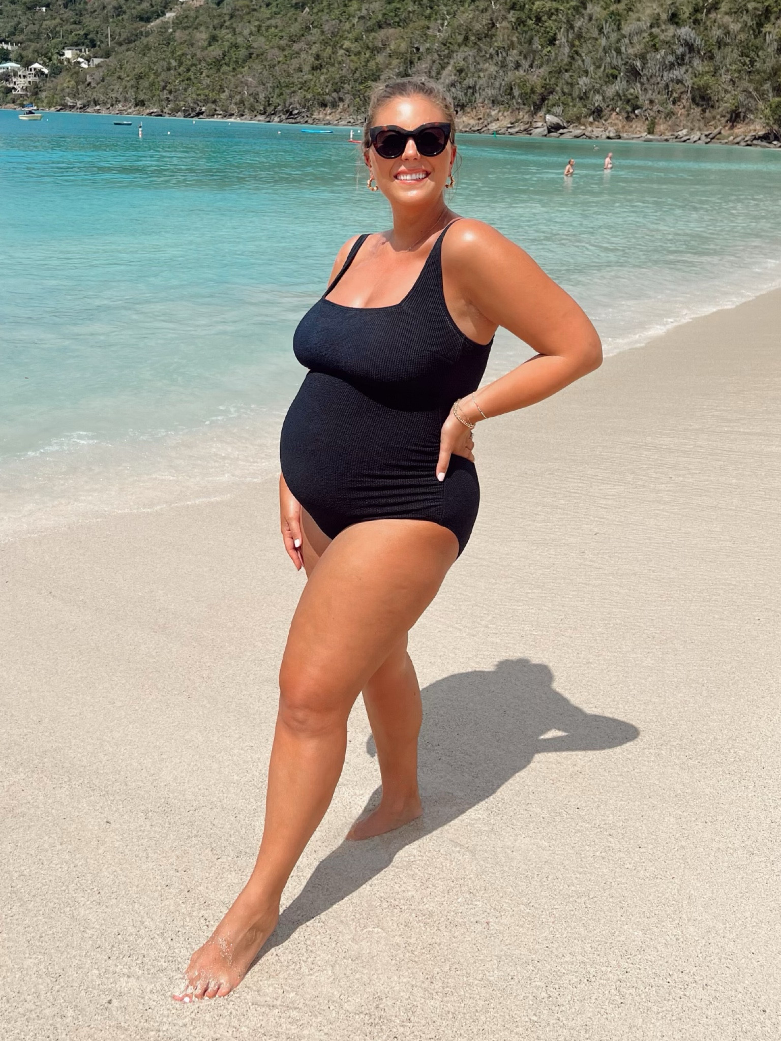 Crinkle maternity suit, wearing size XL. Linked non-maternity styles too! 

#LTKcurves #LTKswim #LTKbump