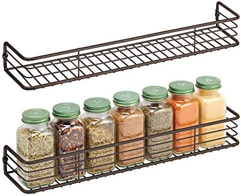 mDesign Metal Wire Wall Mount Spice Rack Shelf - Organizer for Kitchen Cabinet, Cupboard, Food Pa... | Amazon (US)