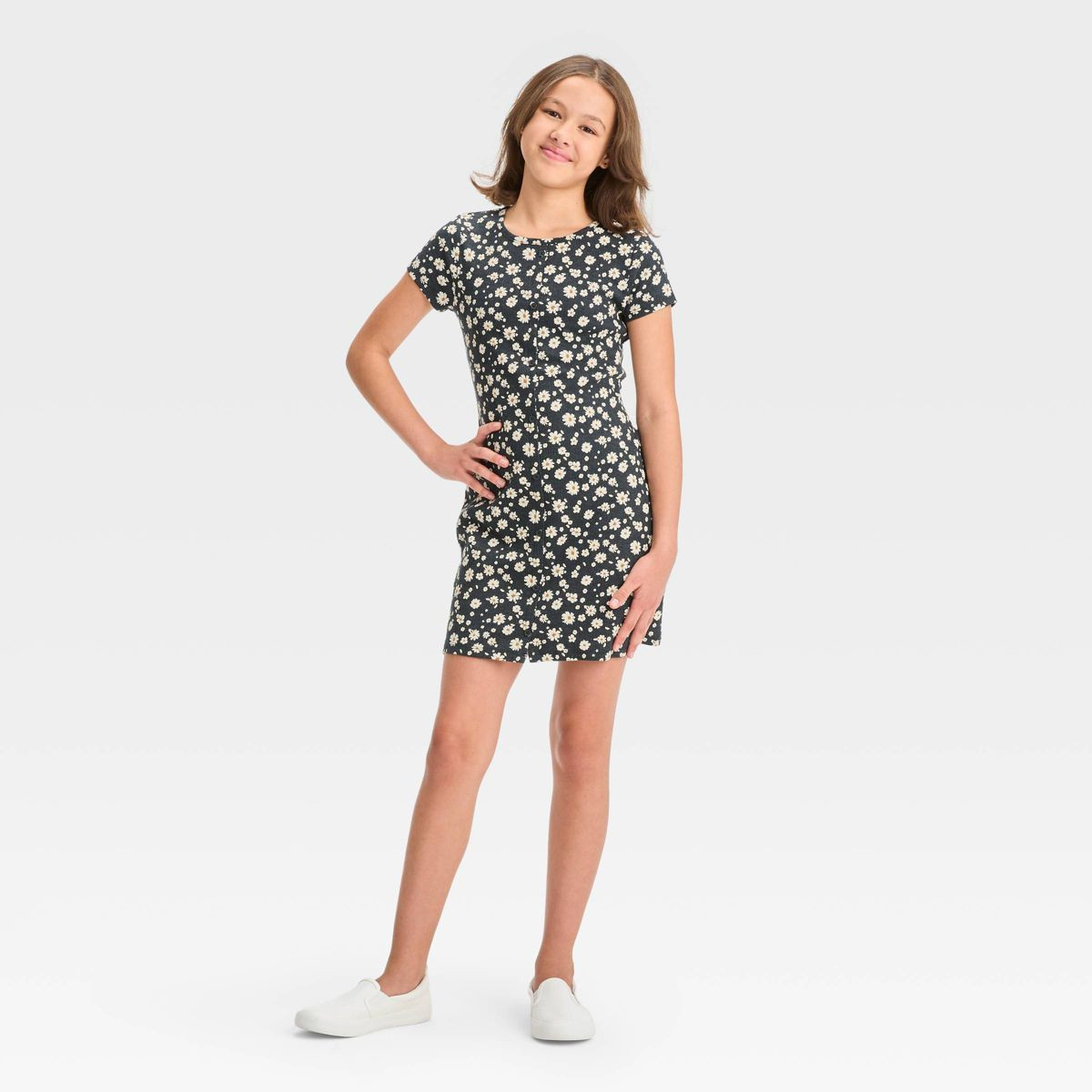 Girls' Fitted Button-Front Knit Dress - art class™ | Target