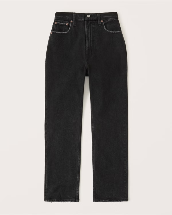Curve Love Ultra High Rise Ankle Straight Jeans | Abercrombie & Fitch (US)