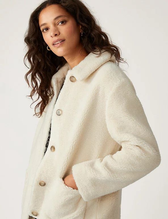 Teddy Textured Collared Jacket | M&S Collection | M&S | Marks & Spencer (UK)