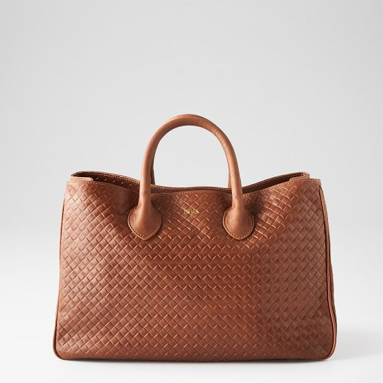 Elisabetta Woven Leather Handbag | Mark and Graham