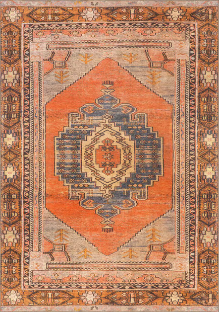 Orange Washable Southwestern Medallion 3' x 5' Area Rug | Rugs USA