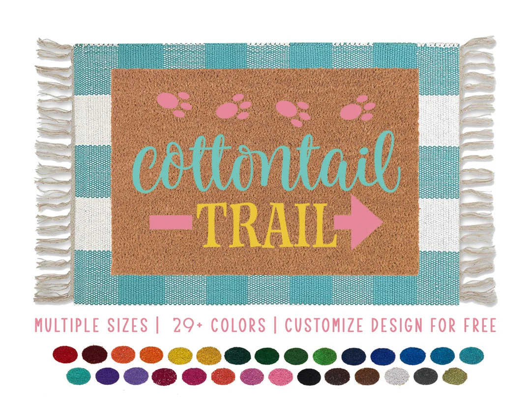 Easter Doormat, Cottontail Trail Welcome Mat, Bunny Door Mat, Bunny Rug, Cute Personalized Welcom... | Etsy (US)