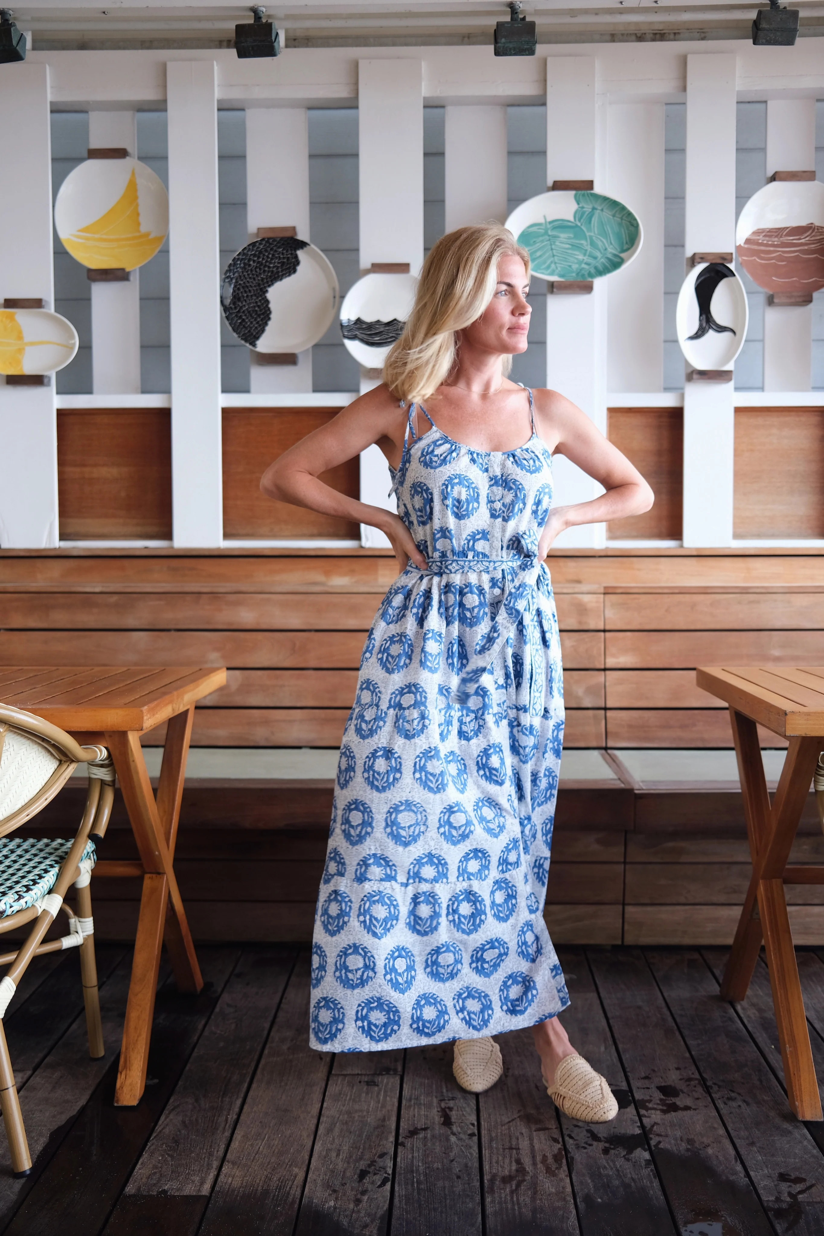 Siesta Dress - Blue White Multi | Marea