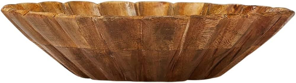 Creative Co-Op Boho Carved Wood Scalloped Edge, Natural Decorative Bowl | Amazon (CA)