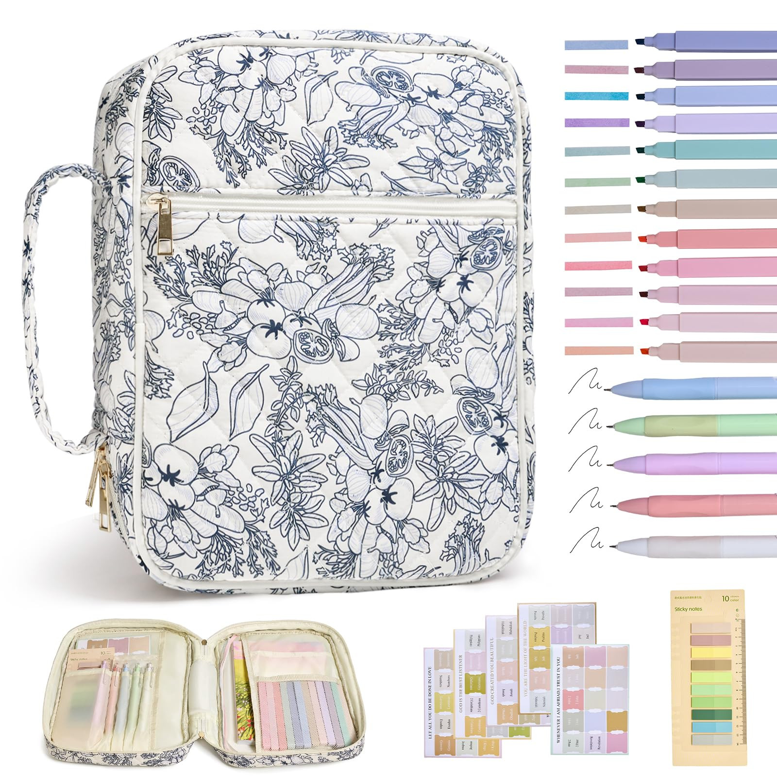 Bible Cover Case for Women Large Bible Cover with Durable Handle Quilted Bible Carrying Case for ... | Amazon (US)