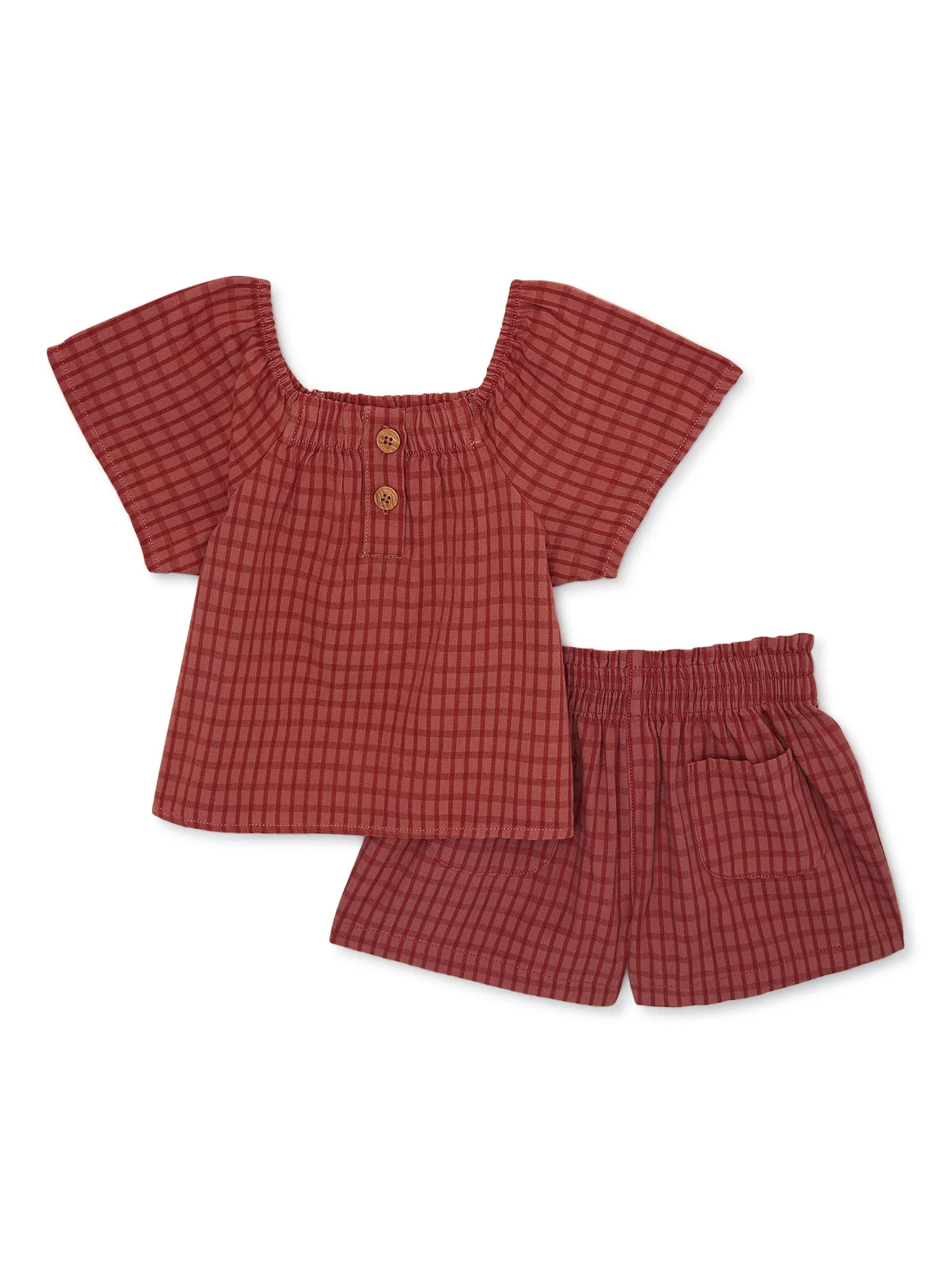 easy-peasy Baby and Toddler Girls Henley Short Sleeve Top and Shorts, Sizes 12 Months - 5T | Walmart (US)