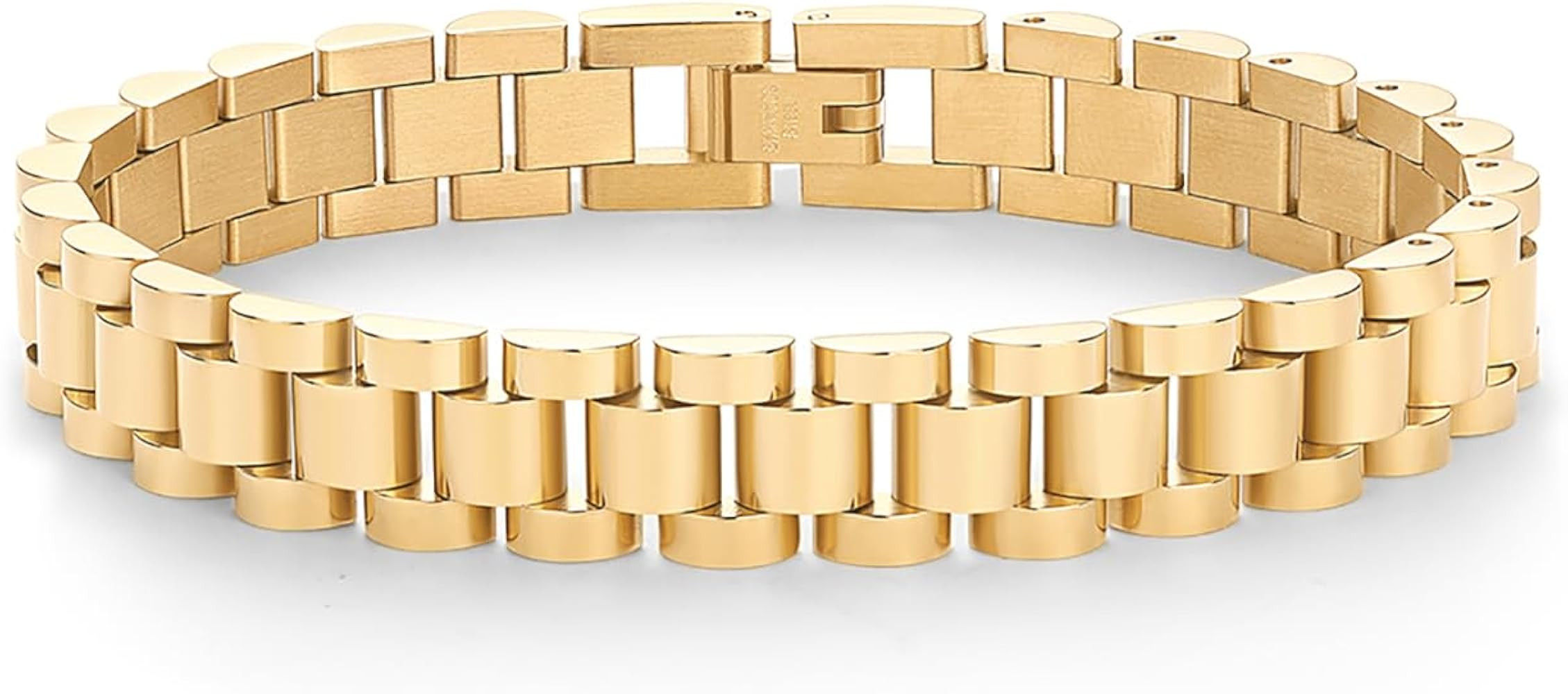 PAVOI 14K Gold Plated Waterproof Watch Strap Chain Bracelet for Women | Two Toned Mixed Metals St... | Amazon (US)