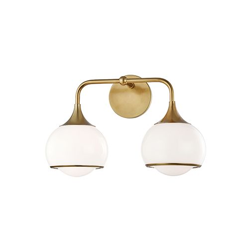 Mitzi By Hudson Valley Lighting Reese Aged Brass Two Light Wall Sconce H281302 Agb | Bellacor | Bellacor