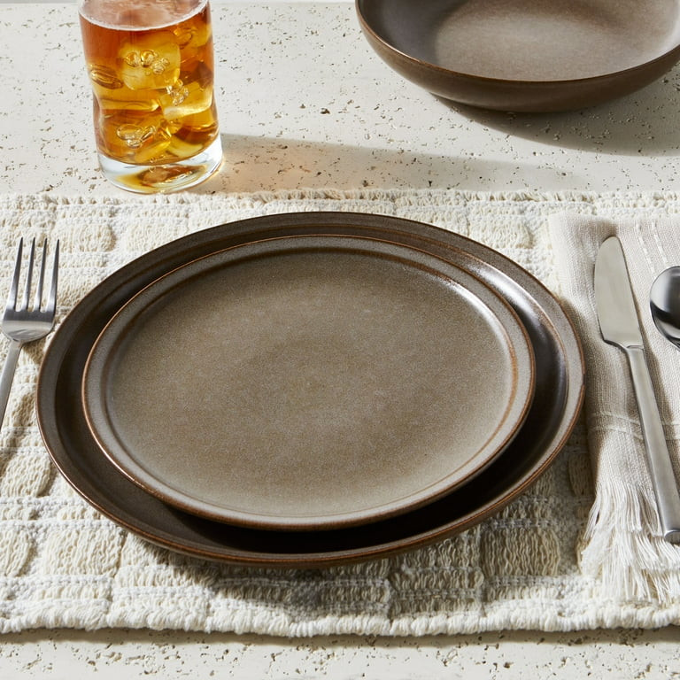 Better Homes and Gardens Banks Brown 12-Piece Stoneware Dinnerware Set | Walmart (US)