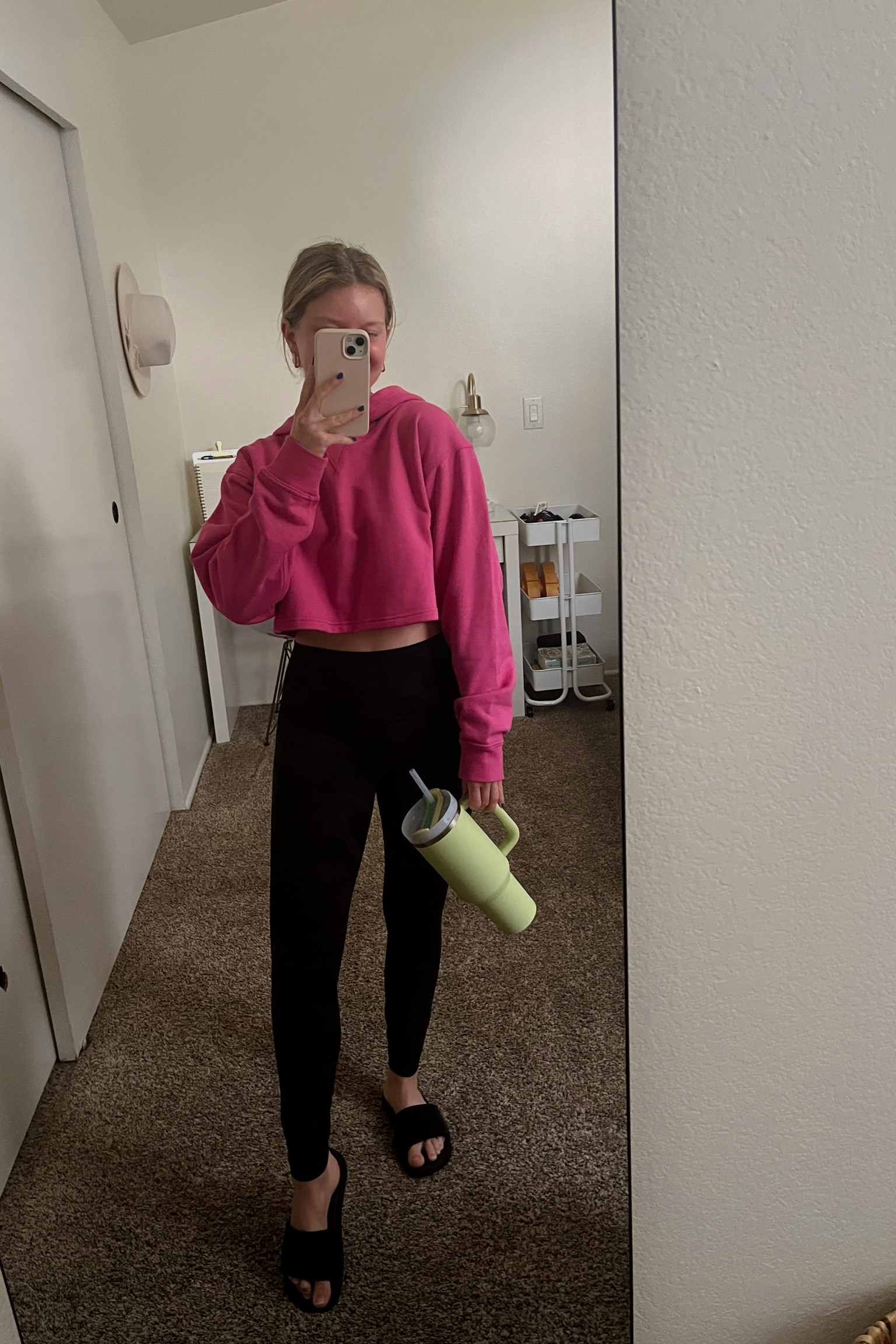 linked head to toe !! perf workout fit - I’m LOVIN the feel & fit of this cropped sweater, & this summer my Stanley color !! It’s sold out now, but color JADE is so similar & pretty ✨ unpopular opinion I’m a huge fan of Wunder Train vs Align Lulu leggings 😅 I’m short so the 25 length fits great w/o ankle bunching !!! & these slides >>> my new fav for errands, pedicures, to go to workout classes, etc 💞

tags: workout, leggings, Stanley, tumbler, lululemon, trendy, casual, comfy, style, sonic pink, hot pink, camo, slides, sporty, tennis chic

#LTKfit #LTKunder50 #LTKGiftGuide