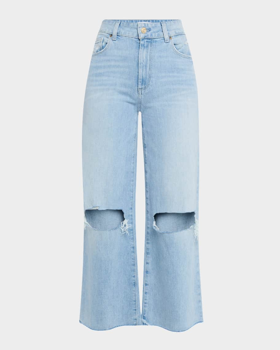 PAIGE Sasha Distressed Ankle Jeans with Raw Hem | Neiman Marcus