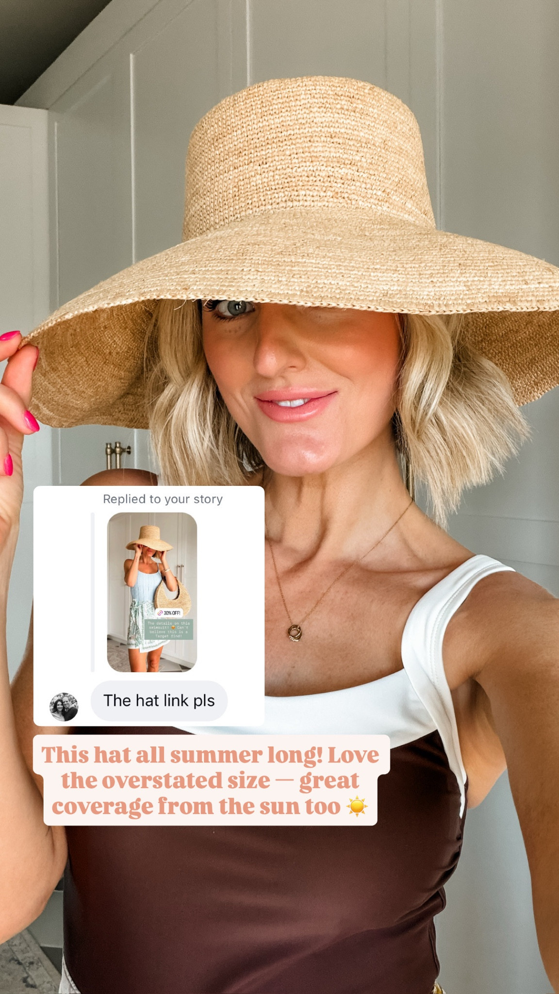 The stock of this hat is selling fast, but I linked a couple similar options!

Loverly Grey, straw hat, summer hat, beach hat 

#LTKSeasonal