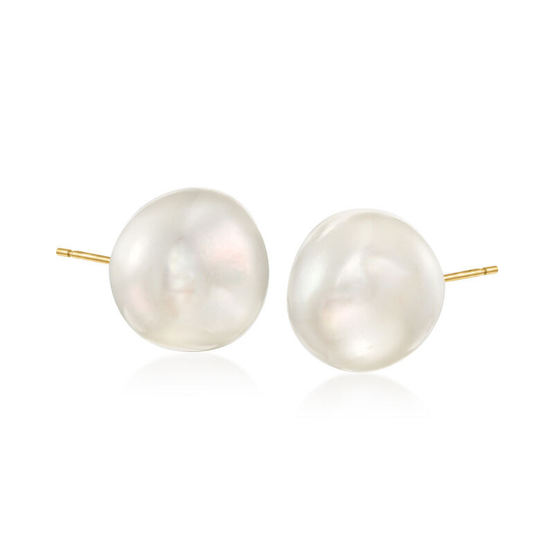 13-14mm Cultured Baroque Pearl Stud Earrings in 14kt Yellow Gold | Ross-Simons