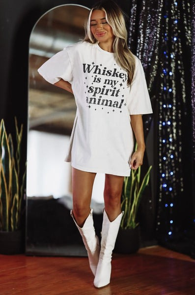 Whiskey Woman Graphic Tee/Dress - Cream | Hazel and Olive