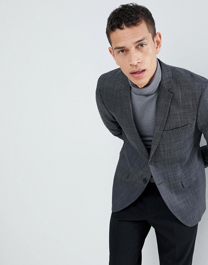 Jack & Jones Premium Blazer With Tonal Check - Gray | ASOS US