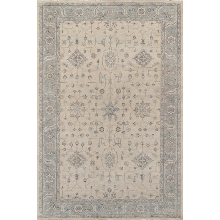 Bragdon Handmade Hand-Knotted Wool Gray/Beige Rug | Wayfair North America