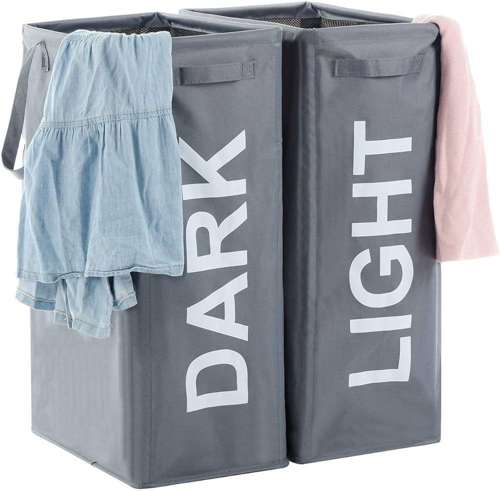 Haundry 2 Pack Light Dark Laundry Hamper with Extended Handles, 2 PCs Tall and Slim Separator Lau... | Amazon (US)