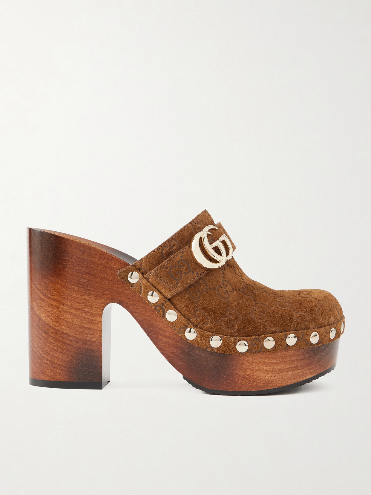 Gucci - Logo-debossed Suede Clogs - Brown | NET-A-PORTER (US)