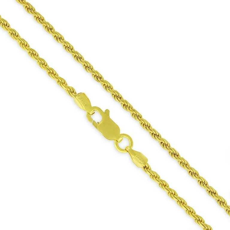 14K Gold Plated Sterling Silver Rope Diamond-Cut Link Necklace Chains 1.5MM - 5.5MM, 16" - 30", G... | Walmart (US)