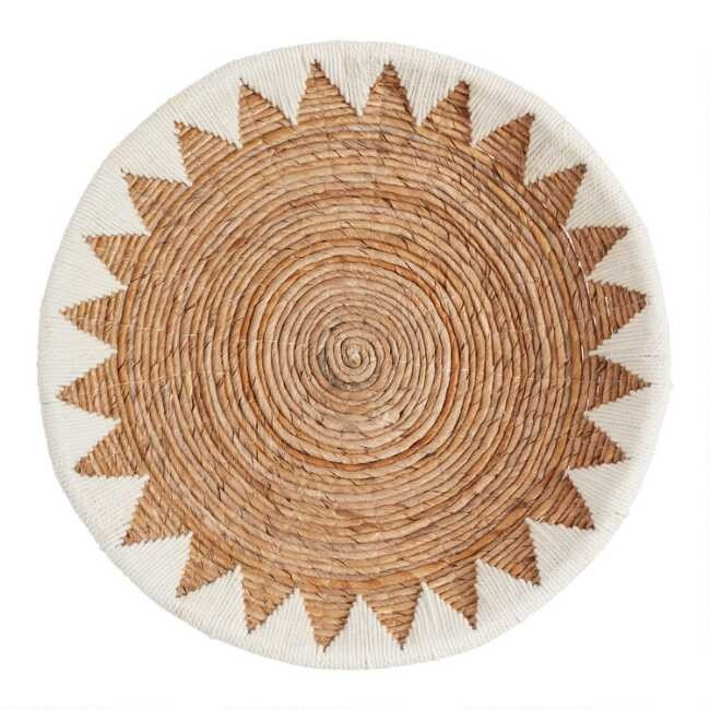 White and Natural Banana Bark Woven Disc Wall Decor | World Market