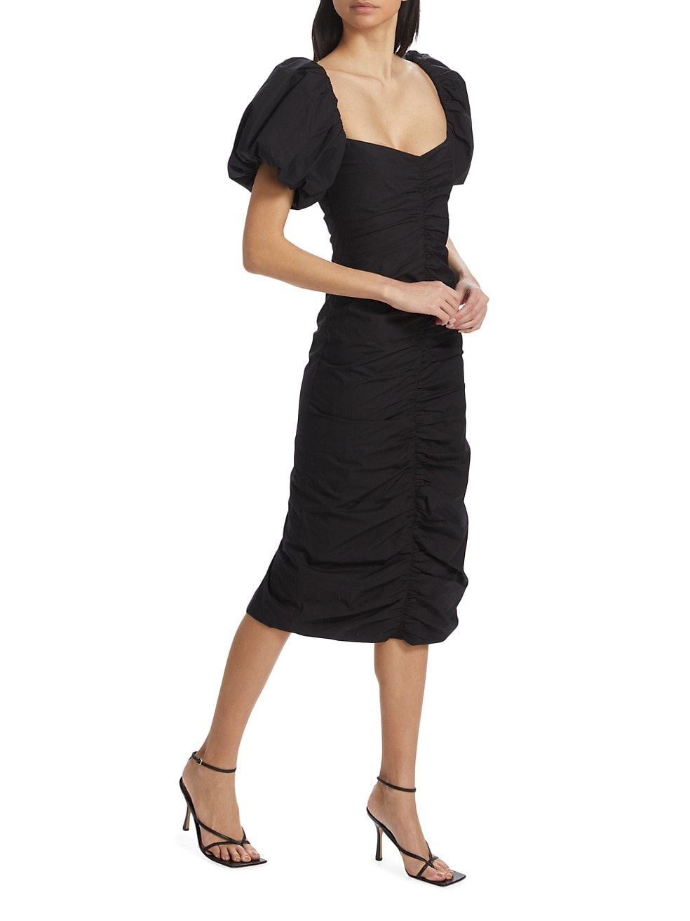 Tessa Ruched Puff-Sleeve Midi-Dress | Saks Fifth Avenue