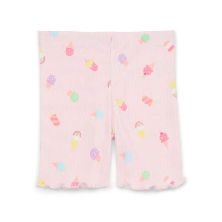 Garanimals Toddler Girl Printed Rib Biker Shorts with Lettuce Hem, Sizes 18M-5T | Walmart (US)