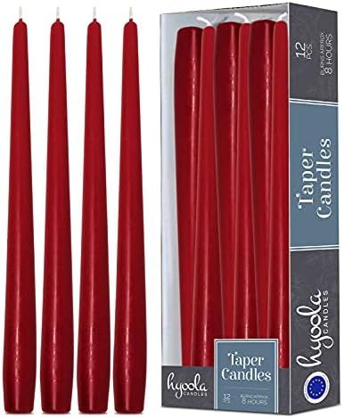 Hyoola Tall Taper Candles - 10 Inch Cherry Red Unscented Dripless Taper Candles - 8 Hour Burn Tim... | Amazon (US)