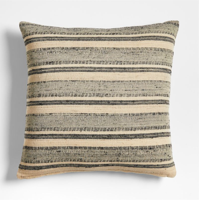 Vittoria Silk Blend Textured 23"x23" Ink Black Throw Pillow Cover + Reviews | Crate & Barrel | Crate & Barrel