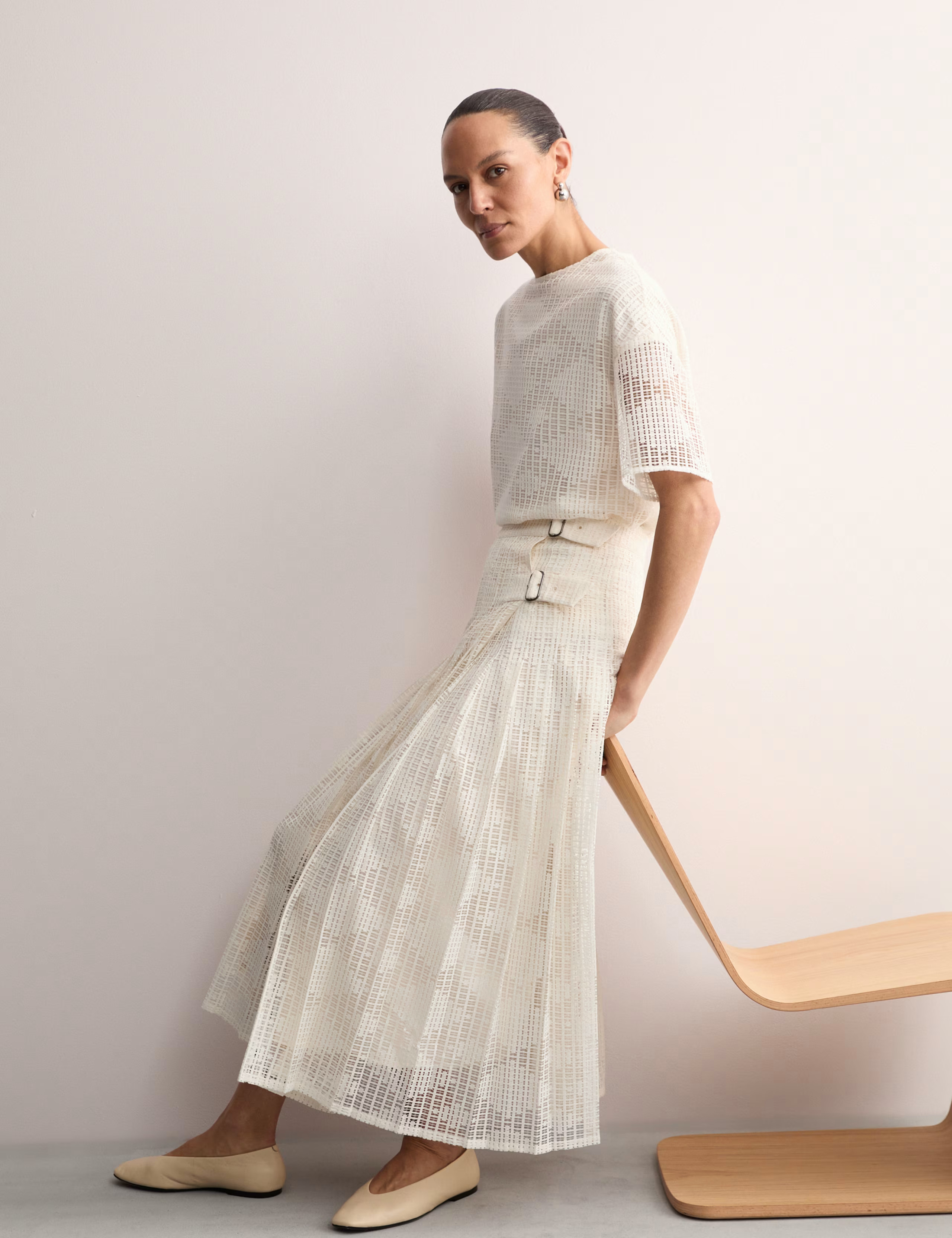 Cotton Rich Lace Pleated Midi Skirt | Marks & Spencer (UK)