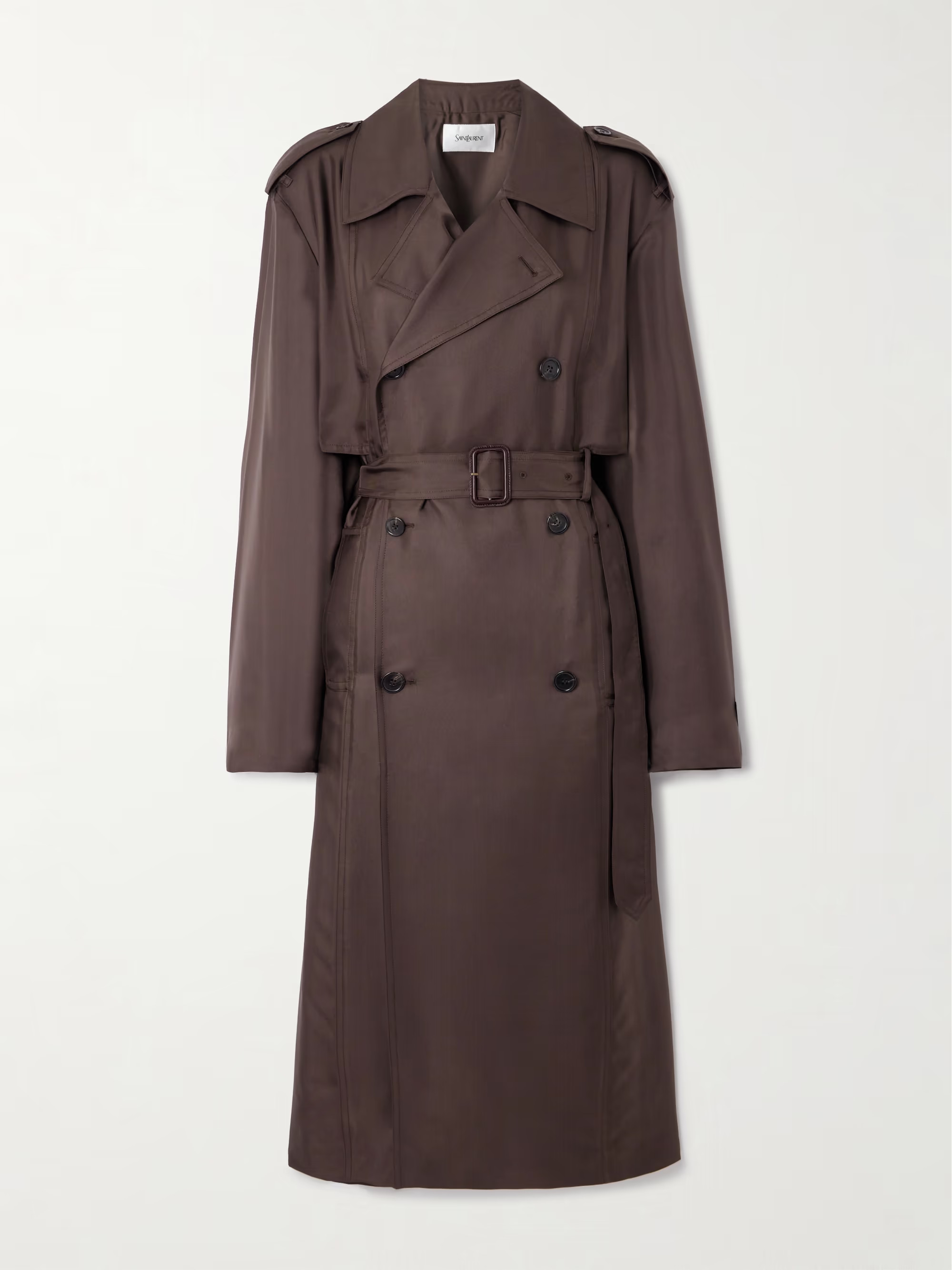 Double-breasted belted silk-twill trench coat | NET-A-PORTER (US)