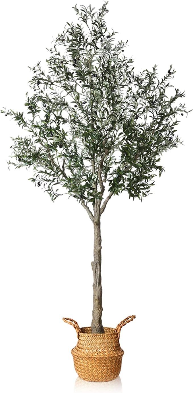 MOSADE Artificial Olive Tree 10 Feet Fake Olive Plant and Handmade Seagrass Basket, Perfect Tall ... | Amazon (US)