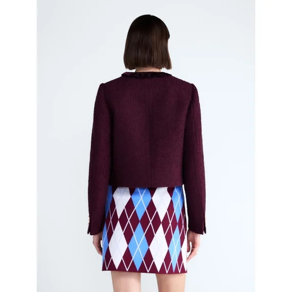 Free Assembly Women’s and Women's Plus Ruffle Trim Nubby Jacket with Long Sleeves, Sizes XS-4X | Walmart (US)