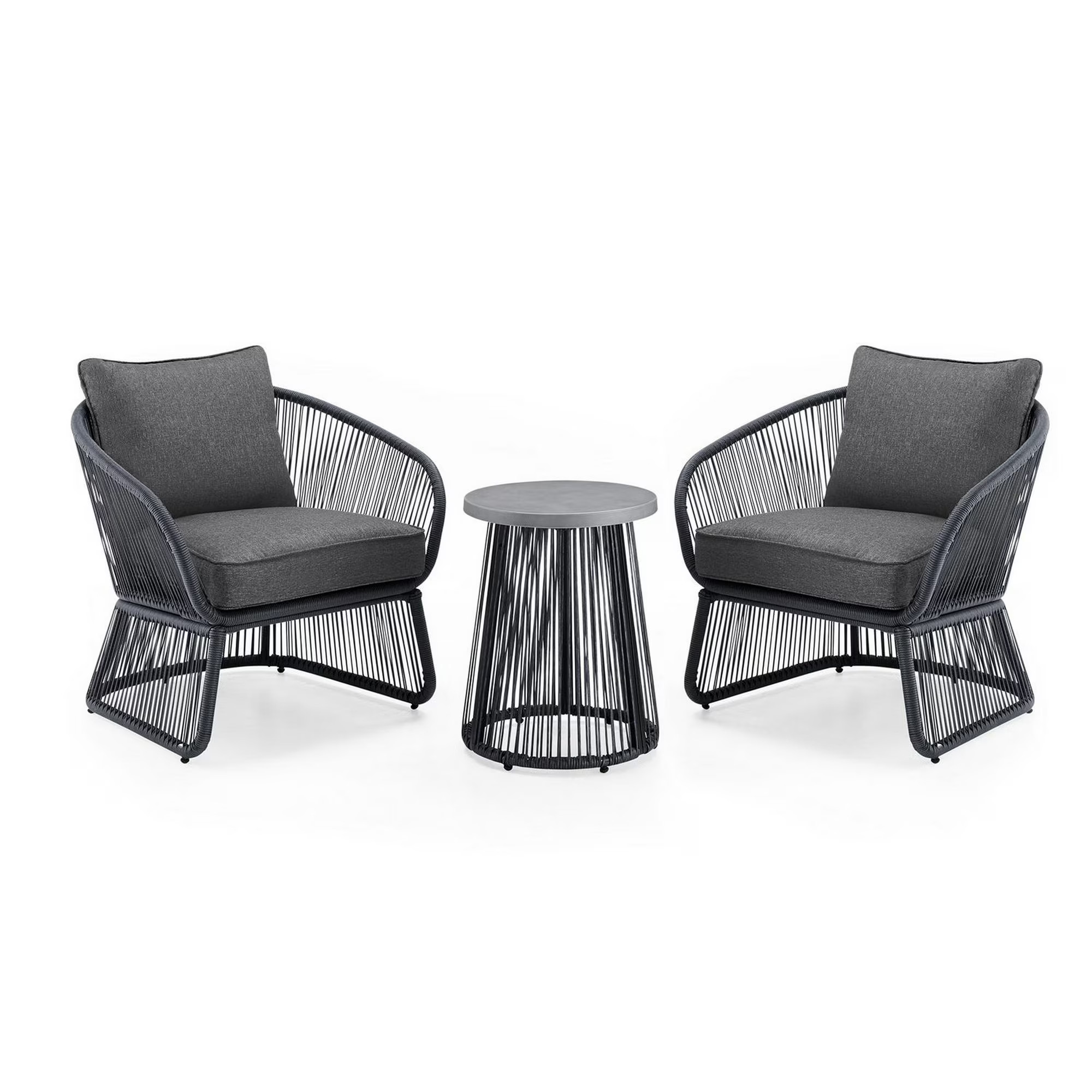 HOMETRENDS Corday 3-Piece Patio Chat Set - Black, Handwoven wicker - Walmart.ca | Walmart (CA)