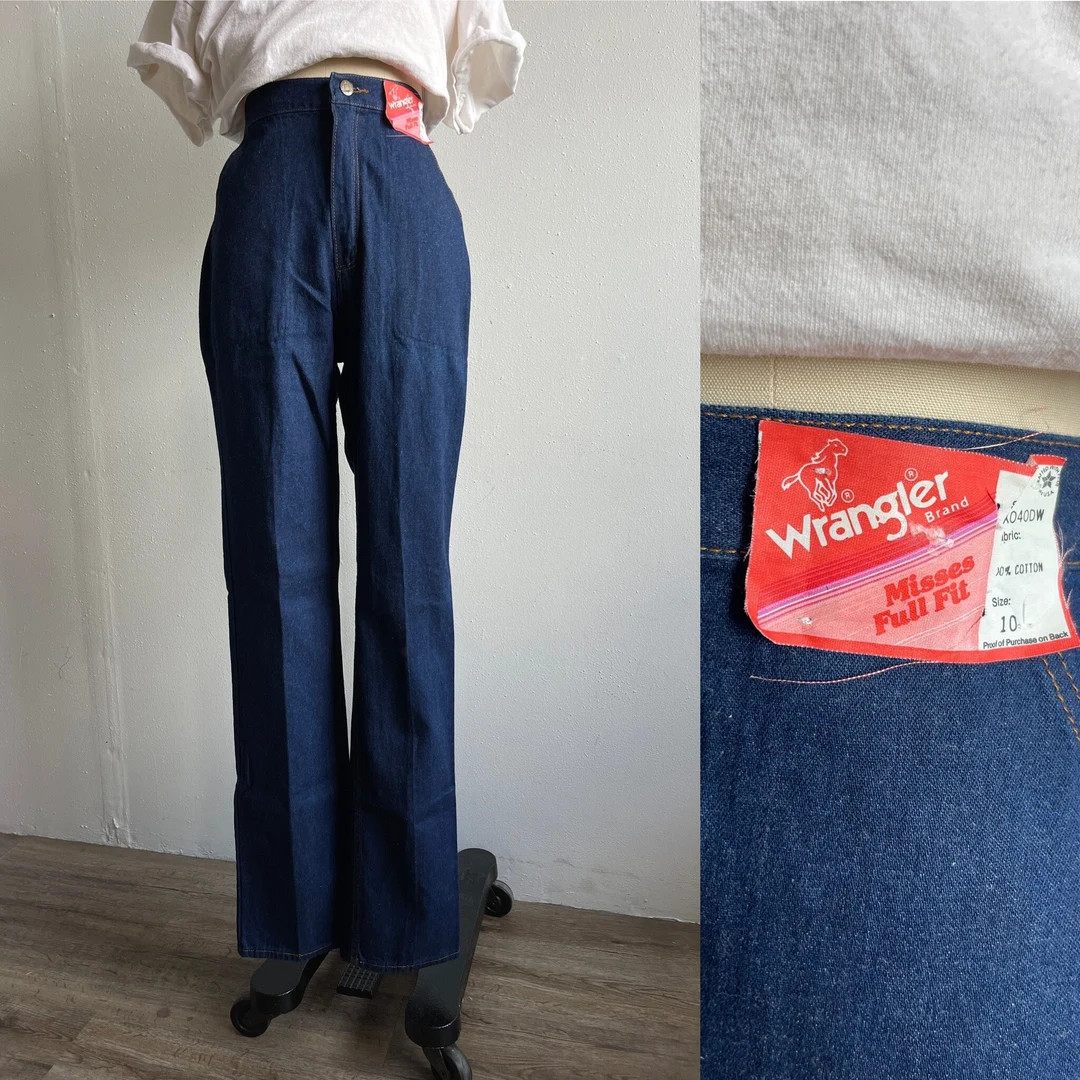 Vintage 1970s Wrangler Jeans VTG 80s High Rise Wedgie Fit Mom Jeans Dark Wash Cowgirl Western Wea... | Etsy (US)