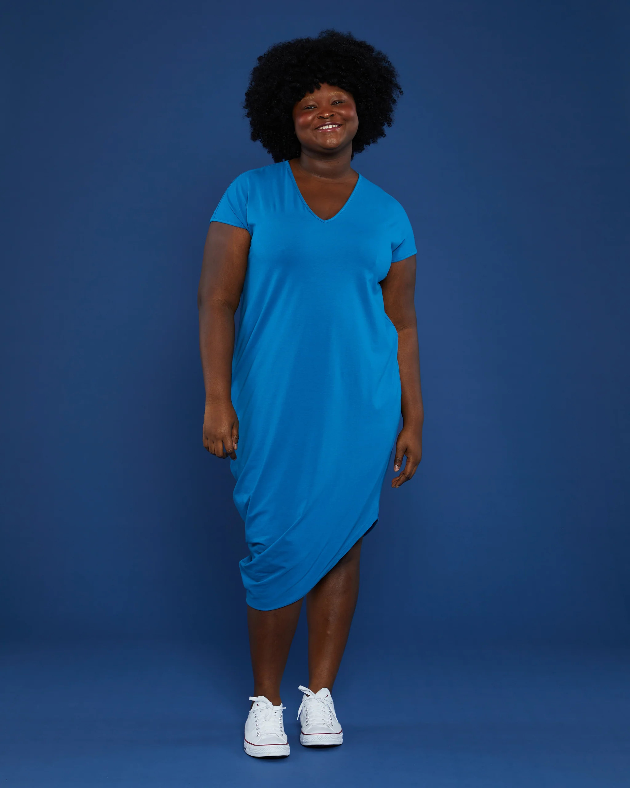 Iconic Geneva V-Neck Dress - Ocean | Universal Standard
