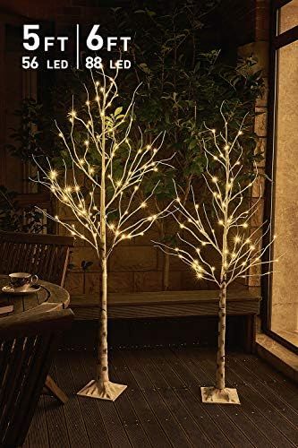 EAMBRITE 6FT 88LT Warm White LED Winter Artificial Birch Wedding Christmas Home Decorative Tree Ligh | Amazon (US)