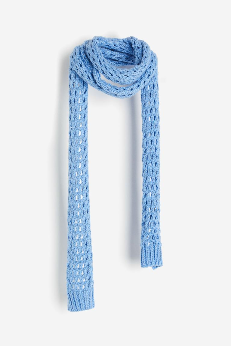 Narrow Hole-knit Scarf - Blue - Ladies | H&M US | H&M (US + CA)