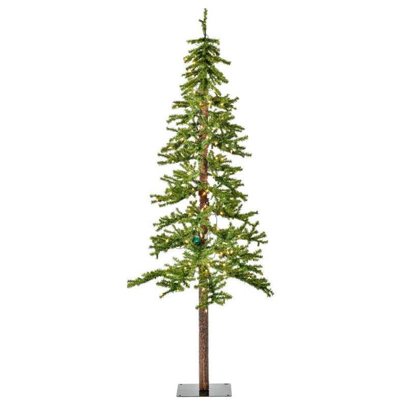 Alpine With Plastic Trunks 6' Lighted Pine Christmas Tree | Wayfair North America