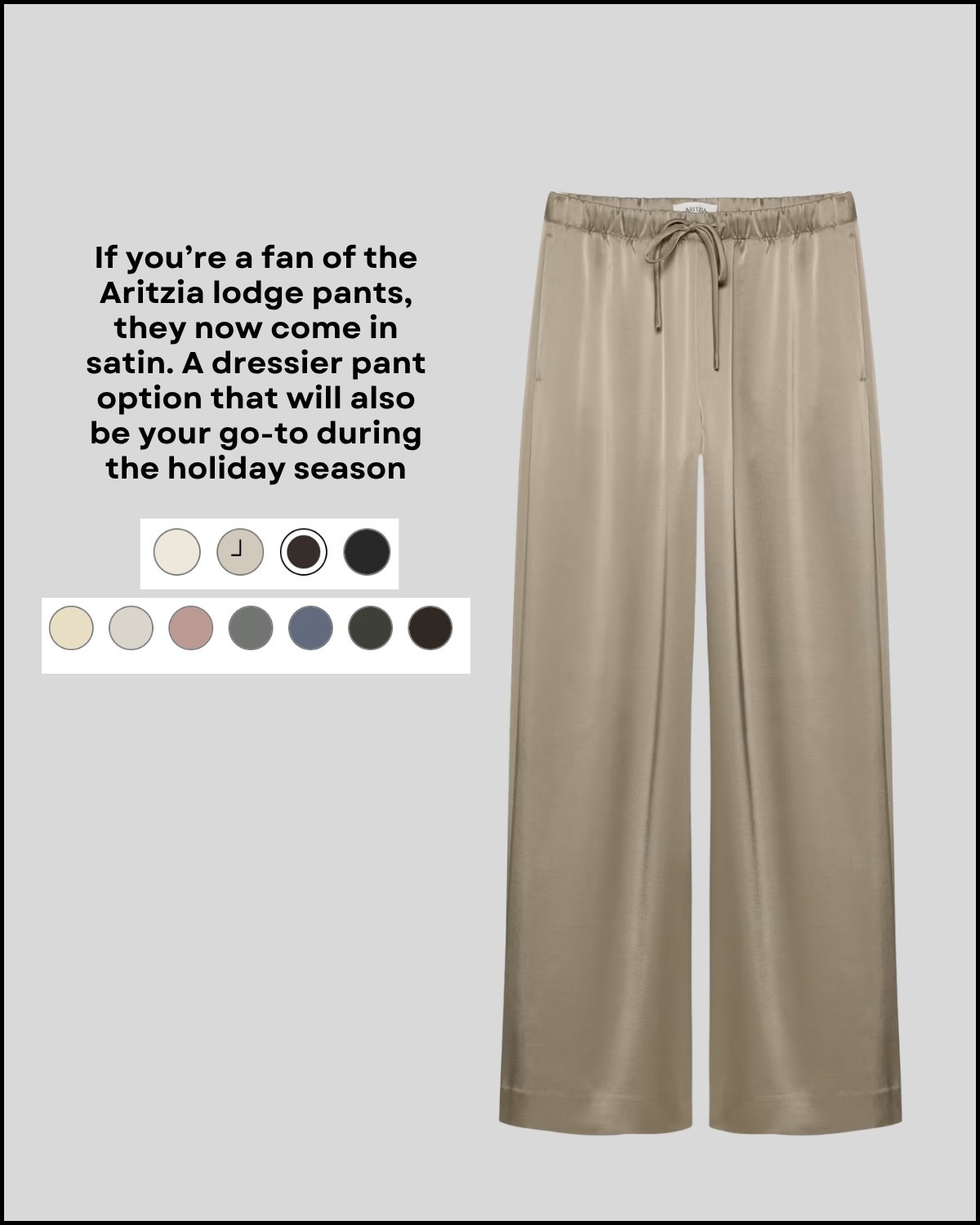 Elevated pull on pants for fall — Aritzia lodge pants in satin 

Fall finds under $200 / dressy pants / style over 30

#LTKSeasonal