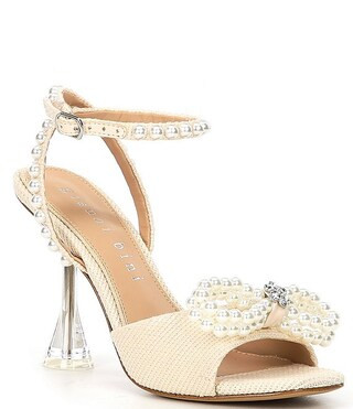 Gianni Bini HaydnTwo Raffia Pearl Bow Ankle Strap Dress Sandals | Dillard's | Dillard's