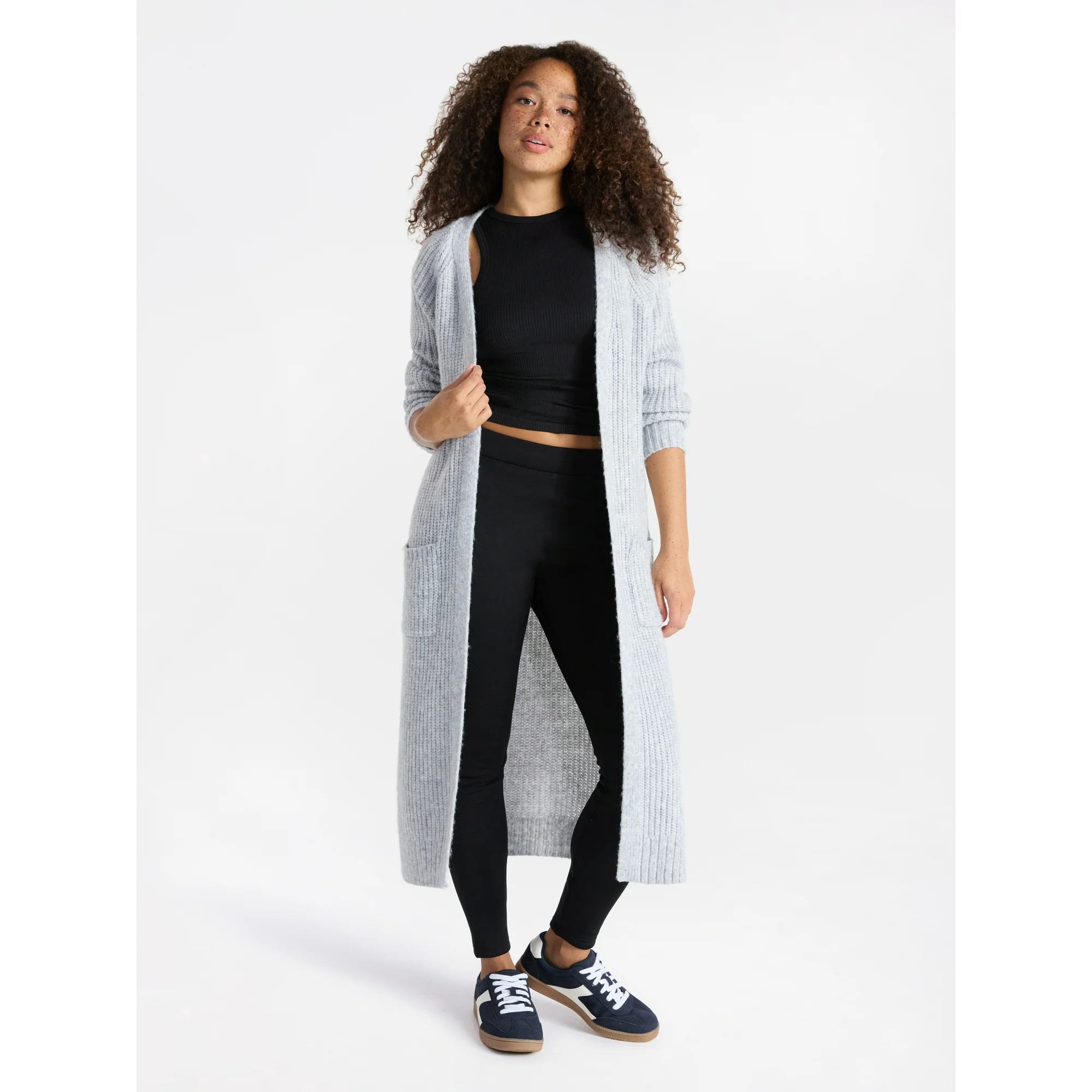 No Boundaries Ribbed Open Front Duster, Women’s | Walmart (US)