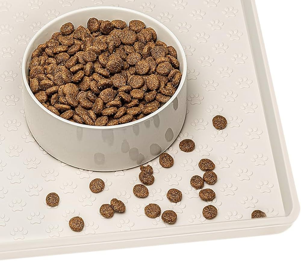 AVYDIIF Silicone Dog Cat Food Mat, Waterproof Slip Resistant Raised Edge Pet Feeding Mats, Pet Bo... | Amazon (US)