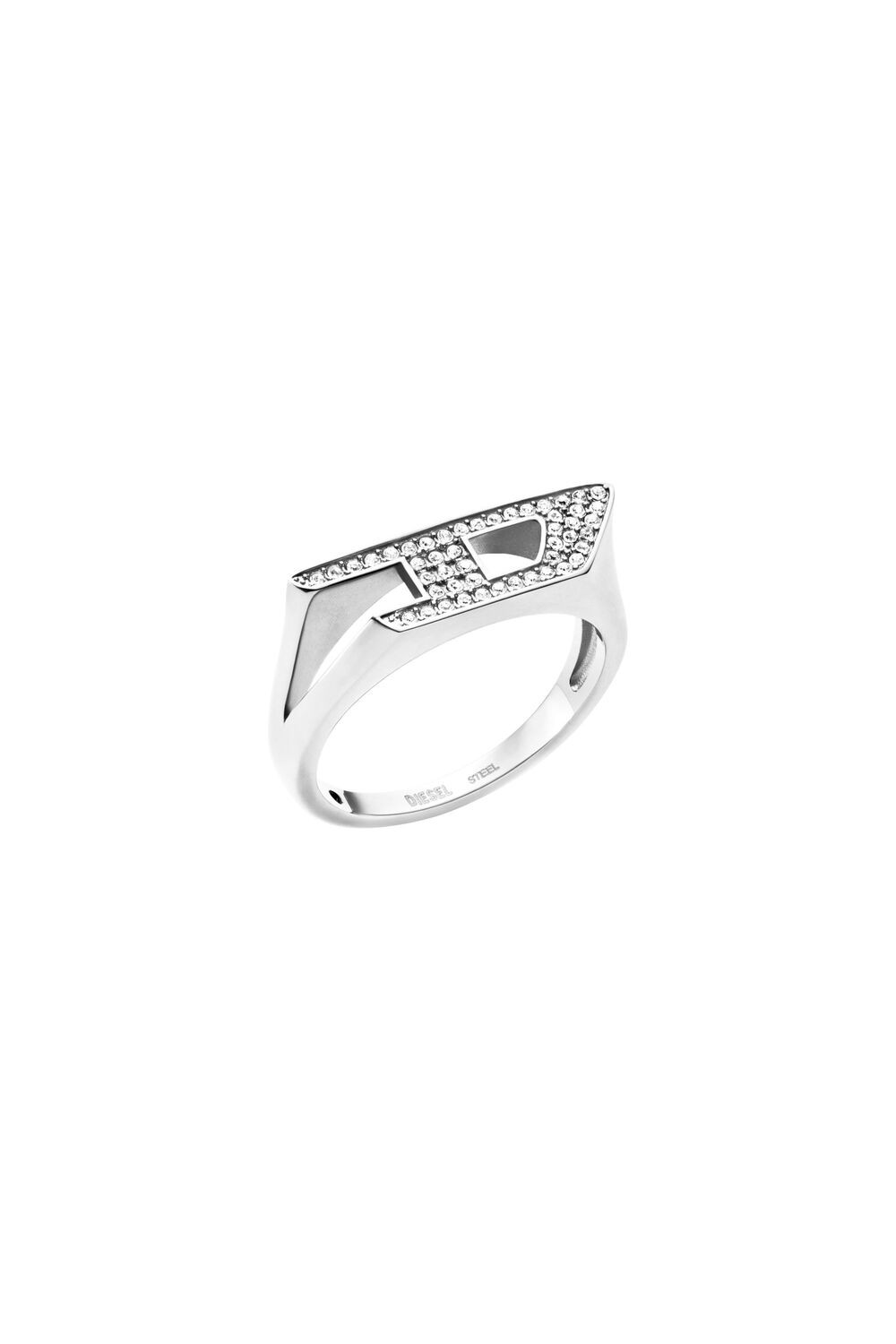 Stainless steel glitz signet ring | Diesel Europe