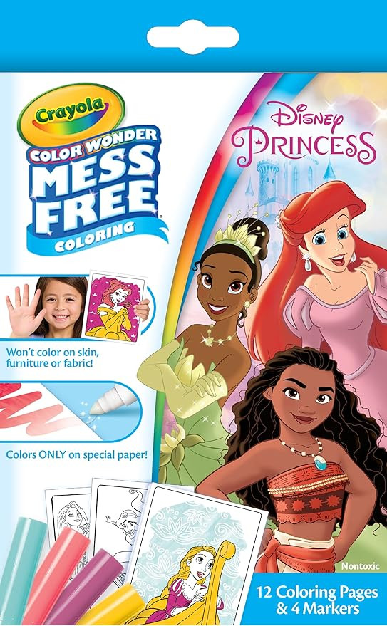 Crayola Color Wonder Disney Princess Mini Box Set, 12 Coloring Pages & 4 Mess Free Markers, Toddl... | Amazon (US)