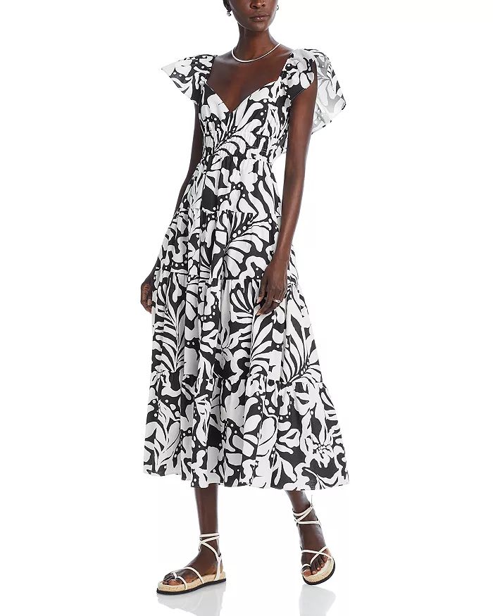 AQUA Printed Flutter Sleeve Tiered Midi Dress - 100% Exclusive Women - Bloomingdale's | Bloomingdale's (US)