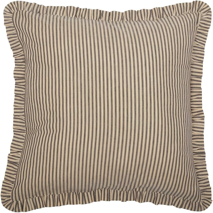 VHC Brands Sawyer Mill Charcoal Ticking Stripe Collection Farmhouse Style Pillow Cover Sham (Euro... | Amazon (US)