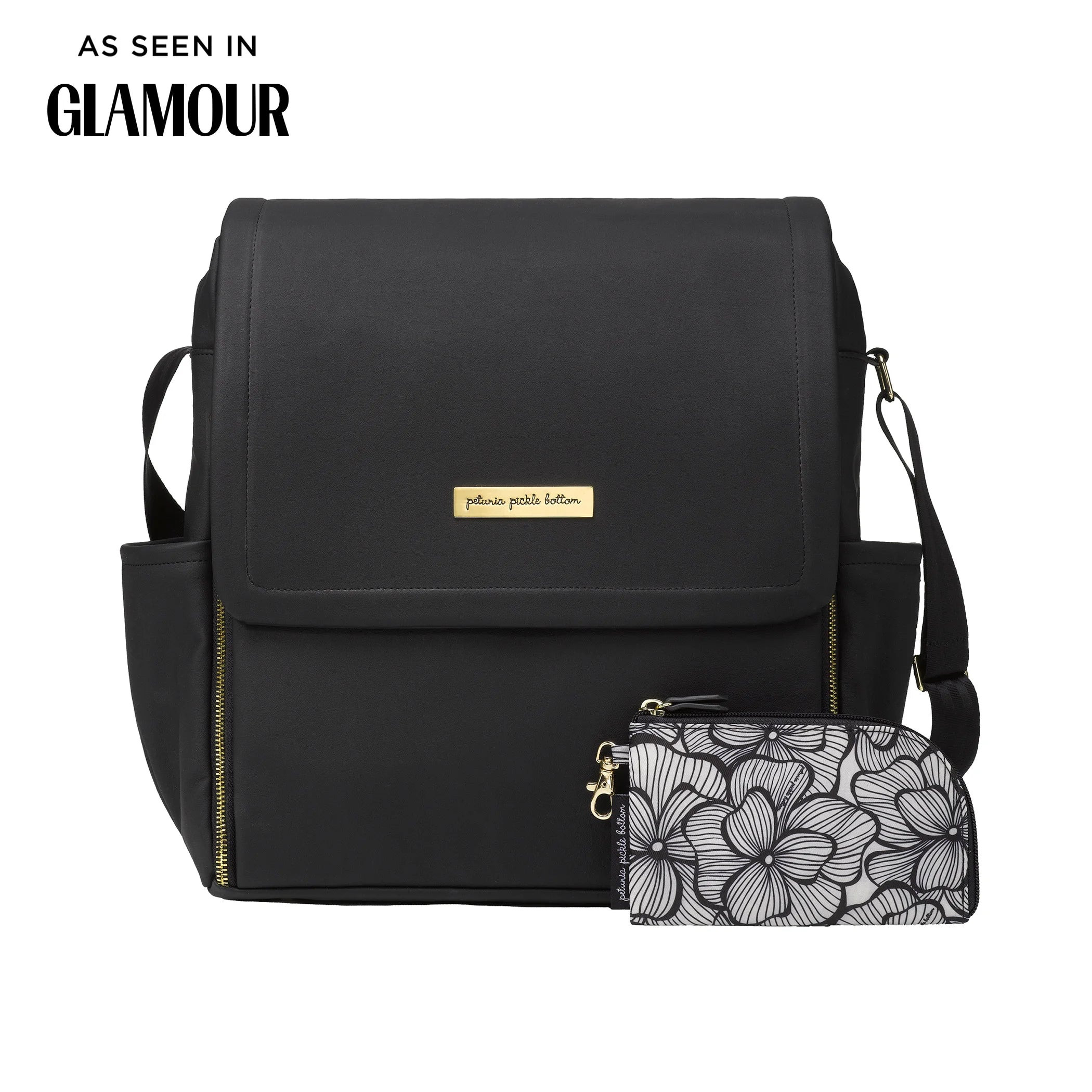 Boxy Backpack in Black Matte Leatherette | Petunia Pickle Bottom